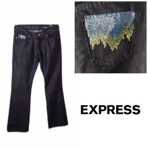 Express Stella Boot Cut Low Rise Sequin Jeans NWT